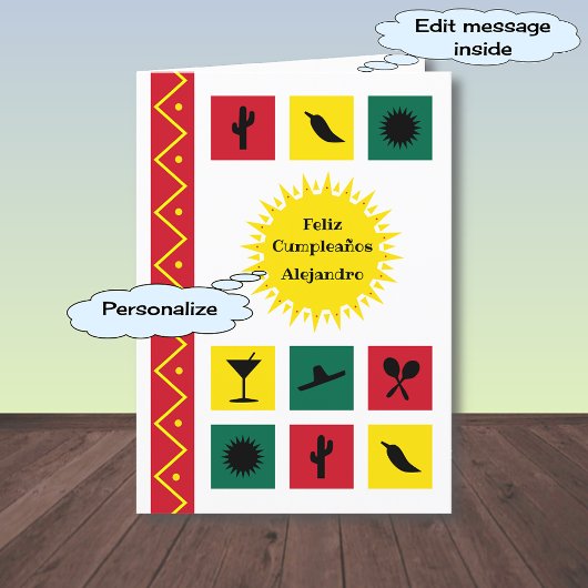 Feliz cumpleaños Mexican inspiriert Geburtstagskar Karte