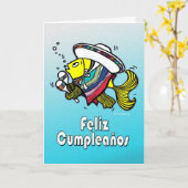 FELIZ CUMPLEAÑOS mexikanische Fische lustige Karte (Gelbe Blume)