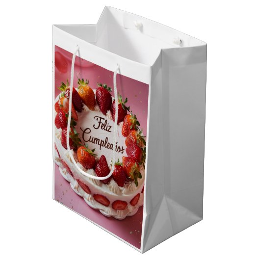 Feliz cumpleaños mittlere geschenktüte (Vorderseite Schrägansicht)