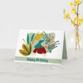 Feliz cumpleaños mujer con hojas matisse. karte (Gelbe Blume)