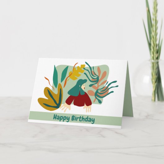 Feliz cumpleaños mujer con hojas matisse. karte (Vorderseite)