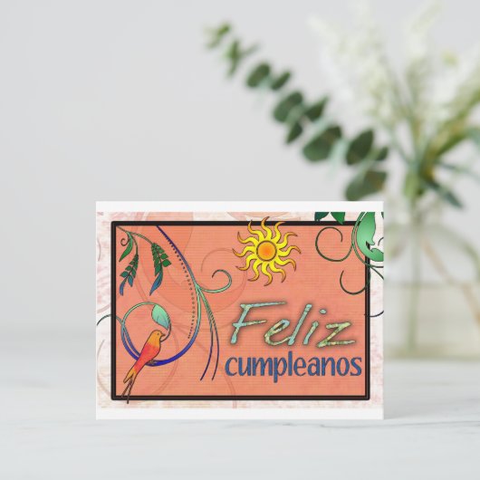 Feliz Cumpleanos Postkarte (Stehend Vorderseite)