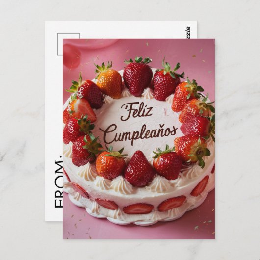 Feliz Cumpleaños Postkarte (Vorne/Hinten)