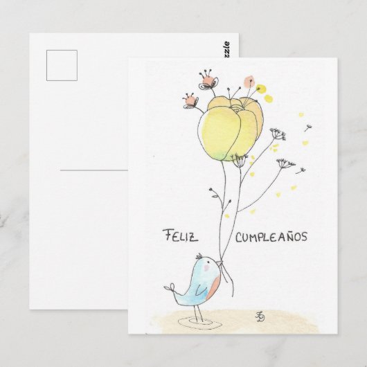 Feliz Cumpleaños Postkarte (Vorne/Hinten)