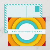 Feliz cumpleanos retro postkarte (Vorne/Hinten)