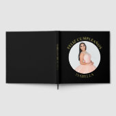 Feliz Cumpleaños Round Foto Black Gästebuch (Voll)