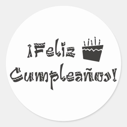 Feliz cumpleanos runder aufkleber (Vorderseite)