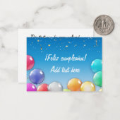 ¡Feliz cumpleaños! Spanische Geburtskarte Mitteilungskarte (Vorderseite/Rückseite Beispiel)