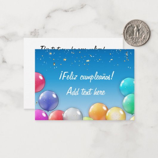 ¡Feliz cumpleaños! Spanische Geburtskarte Mitteilungskarte (Vorderseite/Rückseite Beispiel)