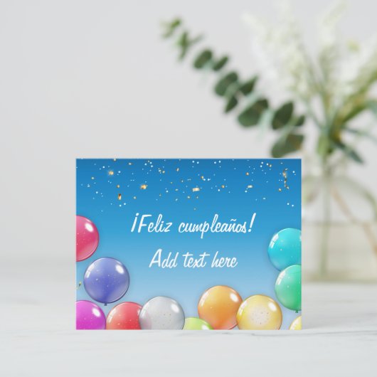 ¡Feliz cumpleaños! Spanische Geburtskarte Postkarte (Stehend Vorderseite)