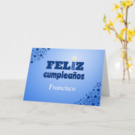 Feliz cumpleaños spanischer personalisierter Gebur Karte (Gelbe Blume)