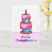 Feliz cumpleaños Spanischer Spaß Geburtstagskuchen Karte (Gelbe Blume)