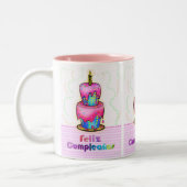 Feliz cumpleaños spanisches Spaß Zweifarbige Tasse (Links)