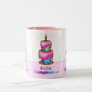 Feliz cumpleaños spanisches Spaß Zweifarbige Tasse
