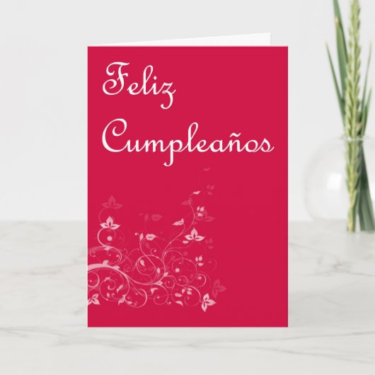 Feliz Cumpleaños Spanish Birthday with floral Karte (Vorderseite)