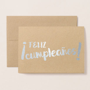 Feliz Cumpleaños Spanish Happy Birthday Brush Folienkarte