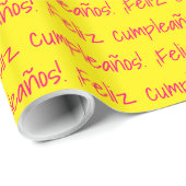 Feliz Cumpleaños Spanish Happy Birthday Festive Geschenkpapier (Rolleneckpunkt)