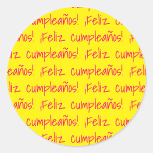 Feliz Cumpleaños Spanish Happy Birthday Fiesta Fun Runder Aufkleber
