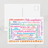 Feliz Cumpleaños Spanish Happy Birthday Word Cloud Postkarte (Vorne/Hinten)