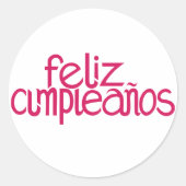 Feliz Cumpleaños-Sticker Runder Aufkleber (Vorderseite)