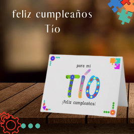 Feliz Cumpleaños Tío Whimsical Briefe Geburtstag Karte