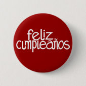 Feliz Cumpleños weiße Schaltfläche Button (Vorderseite)