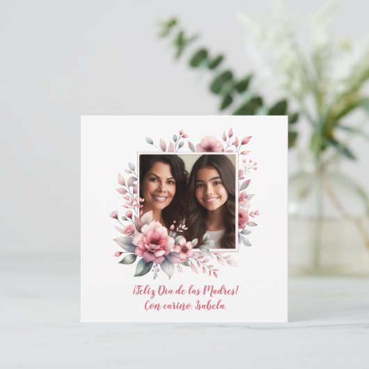 Feliz Día de las Madres Custom Foto Spanisch (Stehend Vorderseite)