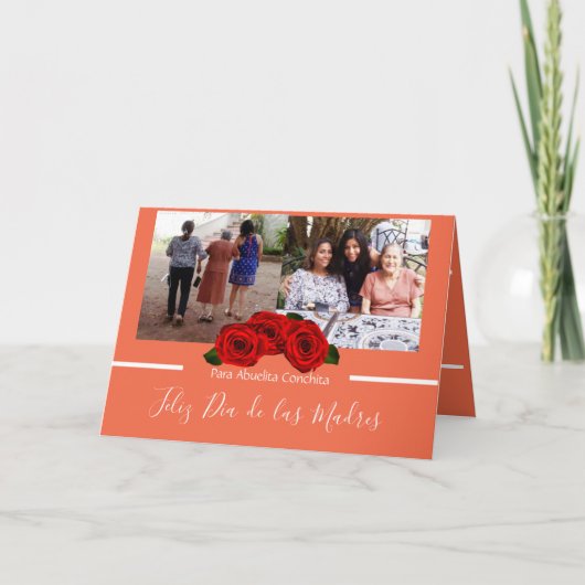 Feliz Día de Las Madres Rose Peachy Coral Karte (Vorderseite)