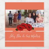 Feliz Día de Las Madres Rose Peachy Coral Weinetikett (Einzelnes Label)