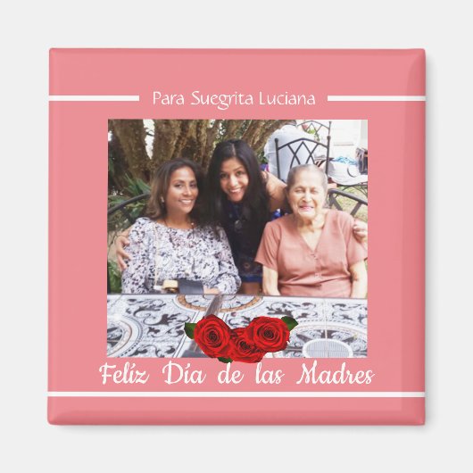 Feliz Día de Las Madres Rose Soft Coral Magnet (Vorne)