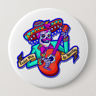 Feliz Dia De Muertos mit Skeleton Gitarre spielen Button