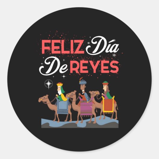 Feliz Dia De Reyes Happy Three Kings Day Epiphany Runder Aufkleber (Vorderseite)