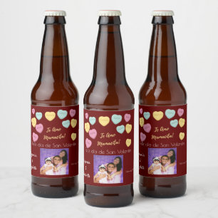 Felíz día de San Valentín Red Te Amo Mamacita Bierflaschenetikett