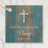 Feliz dia en tu Santo Geschenkanhänger (Vorderseite)
