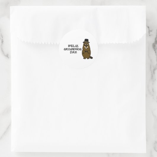 Feliz Groundhog Day! Runder Aufkleber (Tasche)