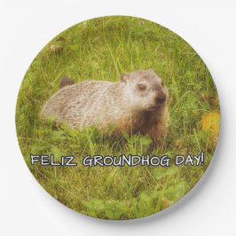 Feliz Groundhog Day - Teller auf Papier