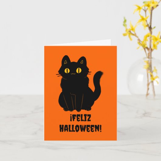 Feliz Halloween (Spanisches Halloween) Karte (Gelbe Blume)