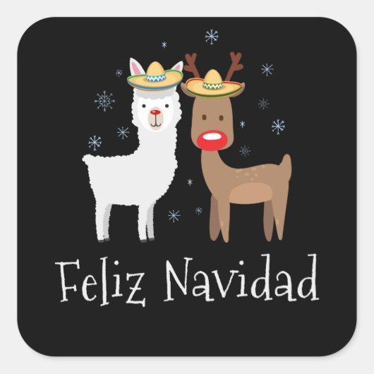 Feliz Llamadad Navidad Christmas Llama Geschenk Quadratischer Aufkleber (Vorderseite)