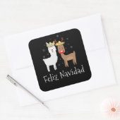 Feliz Llamadad Navidad Christmas Llama Geschenk Quadratischer Aufkleber (Umschlag)