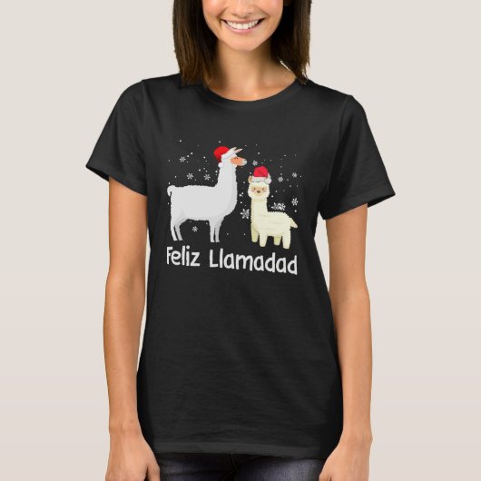 Feliz Llamadad Santa Llama Fleece Navidad Alpaca C T-Shirt (Vorderseite)