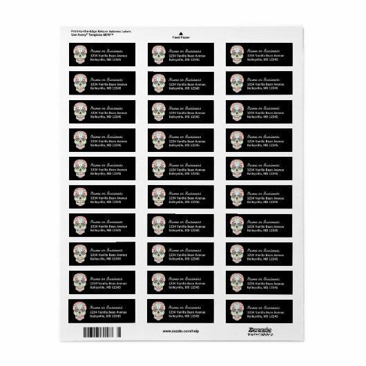 Feliz Muertos - Custom Sugar Skull Address Labels (Vorne)