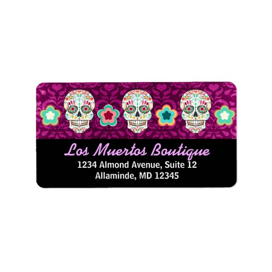 Feliz Muertos - Custom Sugar Skull Address Labels Adressaufkleber (Vorne)
