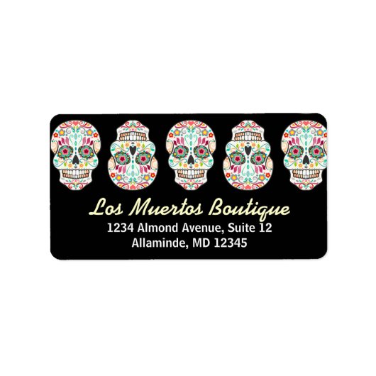 Feliz Muertos - Custom Sugar Skull Address Labels Adressaufkleber (Vorne)