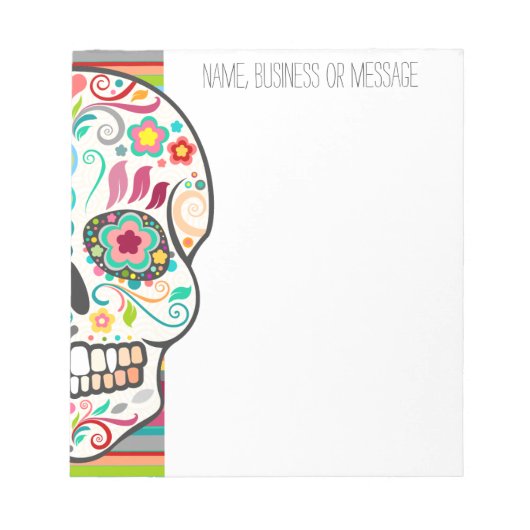Feliz Muertos - Custom Sugar Skull Notepad Notizblock (Vorderseite)