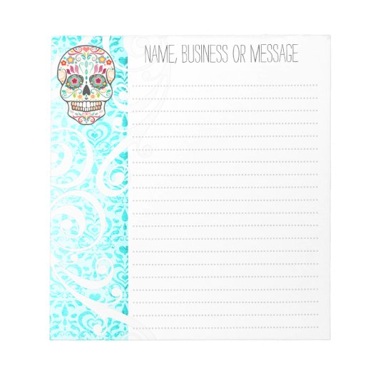 Feliz Muertos - Custom Sugar Skull Notepad Notizblock (Vorderseite)