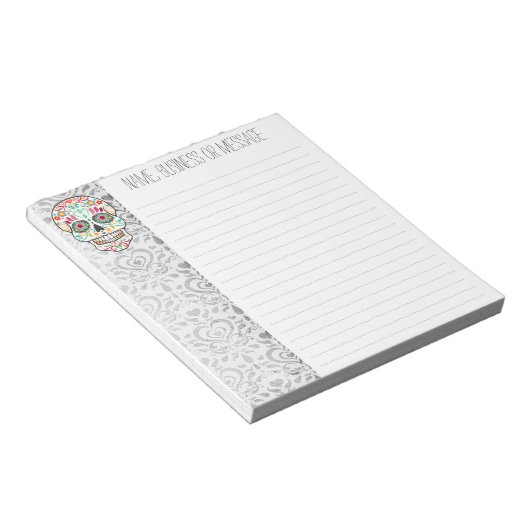 Feliz Muertos - Custom Sugar Skull Notepad Notizblock (angewinkelt)