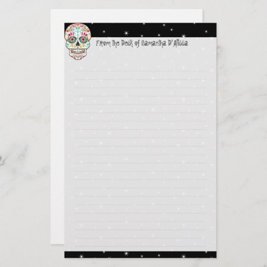 Feliz Muertos - Custom Sugar Skull Stationierung Briefpapier (Vorne/Hinten)