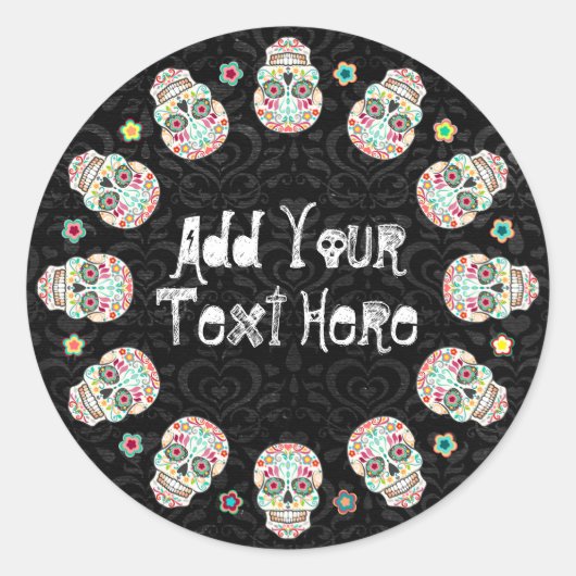 Feliz Muertos - Custom Sugar Skull Stickers (Vorderseite)