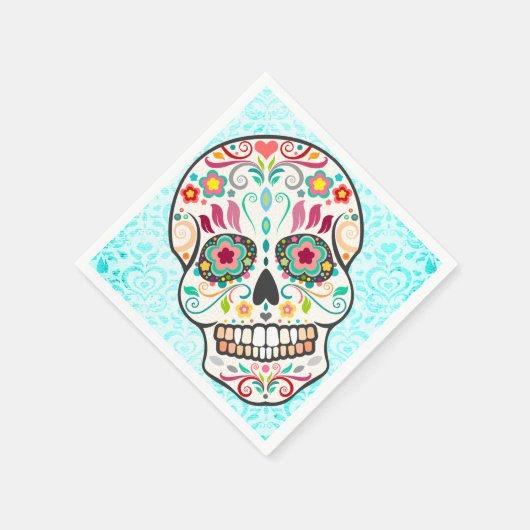 Feliz Muertos - Festival Sugtive Skull Paper Napki Serviette (Ecke)