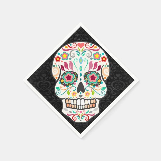 Feliz Muertos - Festival Sugtive Skull Paper Napki Serviette (Ecke)